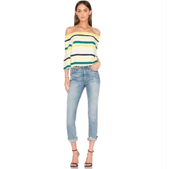 1 State Cold Shoulder Striped Top - Picture 1 of 5